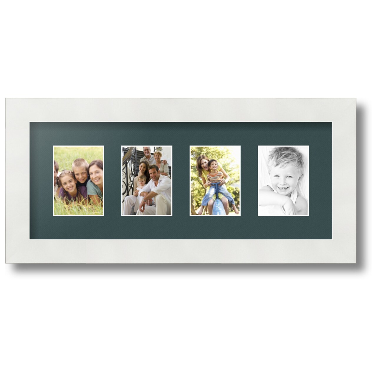 ArtToFrames Collage Photo Picture Frame with 4 - 2.5x3.5 inch Openings, Framed in White with Over 62 Mat Color Options and Regular Glass (CSM-3966-20)